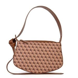 Petite Simone Titta PS Monogram Brown Crossbody Shoulder Bag GEO Design NEW